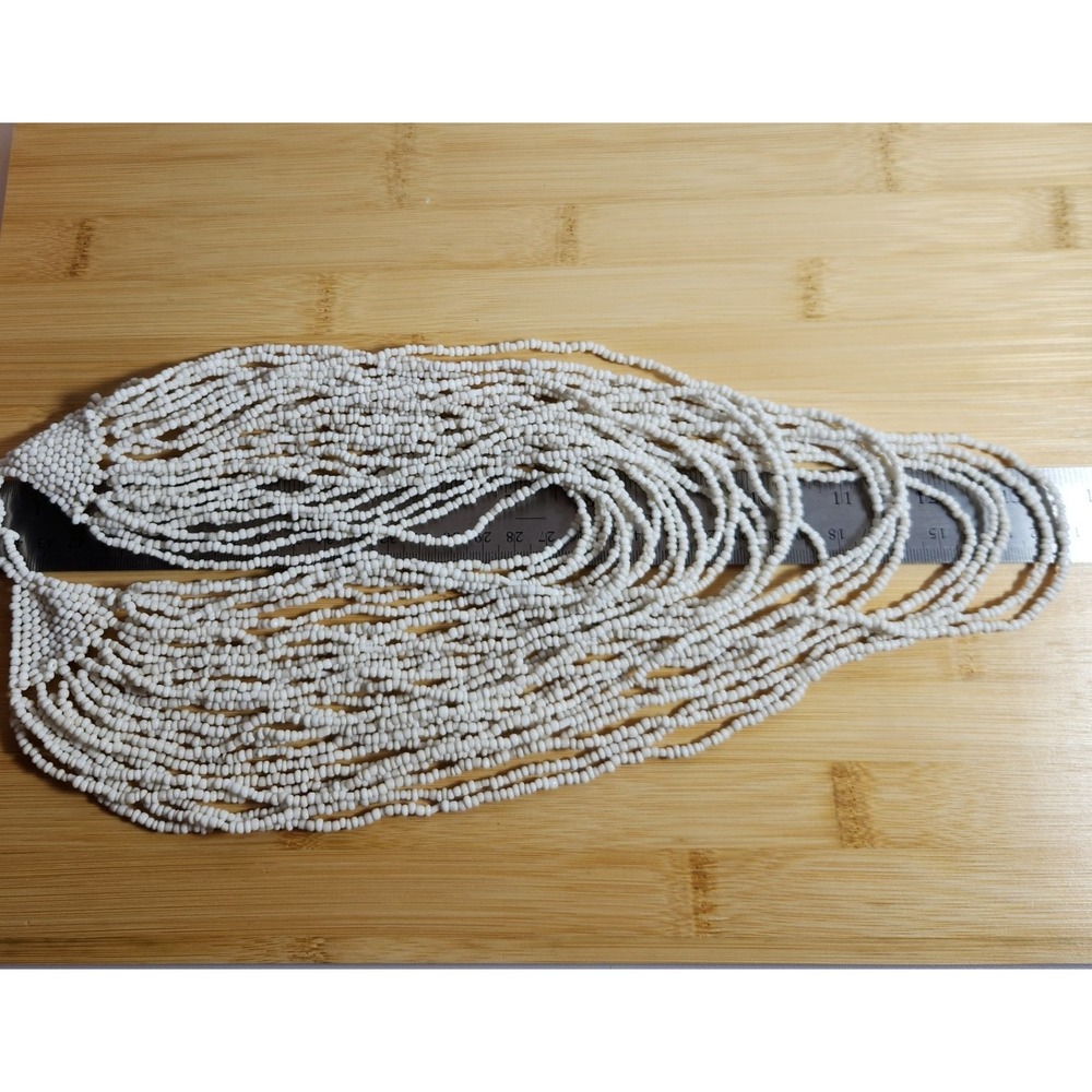 Handmade Artisan SEED BEAD White‎ Multi-Layered  Necklace